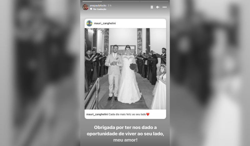 Ana Paula fez homenagens ao marido na tarde desta sexta-feira (12) – Foto: Instagram/Reprodu&ccedil;&atilde;o/ND