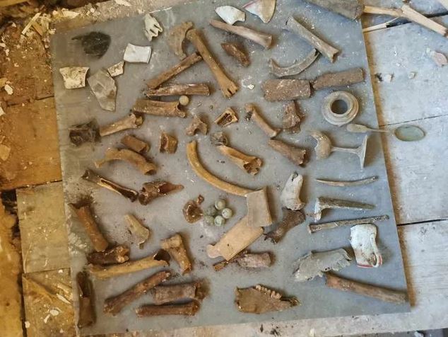 Encanador se assusta ao encontrar uma pilha de ossos em um reforma