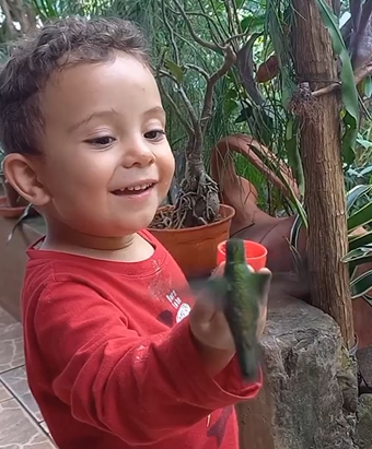 Criança fica encantada com a ação - Foto: Jardin de los Picaflores/Reprodução/ND