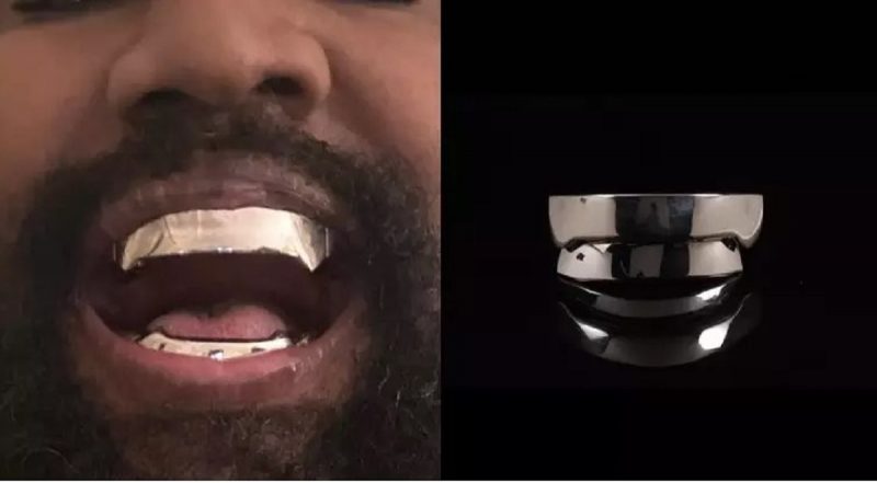 Parte superior de Kanye West após prótese de titânio