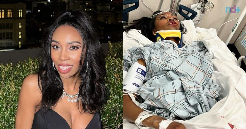 Carrie Bernans atriz do filme Pantera Negra estava na área externa de um restaurante em Nova York durante festa de Ano Novo