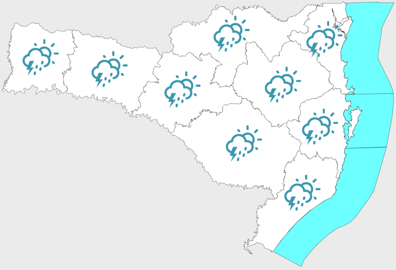 Tempo na quinta-feira em Santa Catarina. – Foto: Defesa Civil/Divulgação/ND