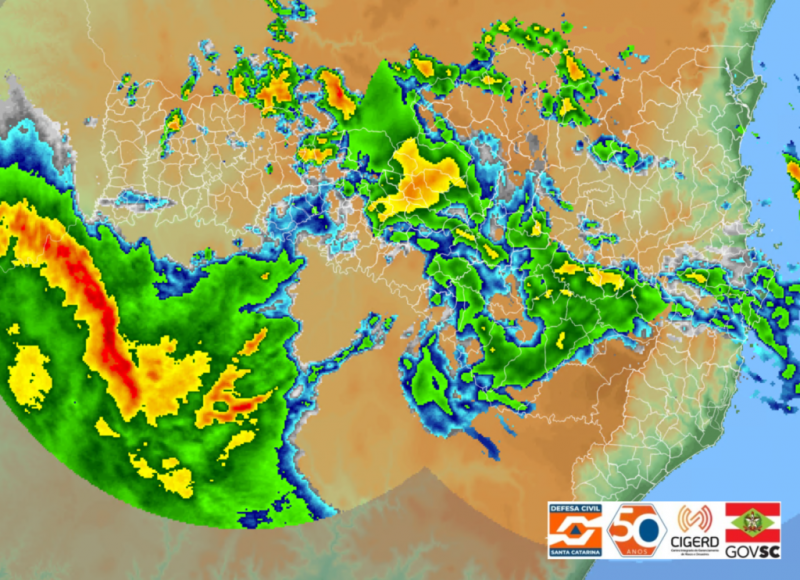Tempo com instabilidades em Santa Catarina nesta quarta-feira. &#8211; Foto: Defesa Civil/Divulgação/ND