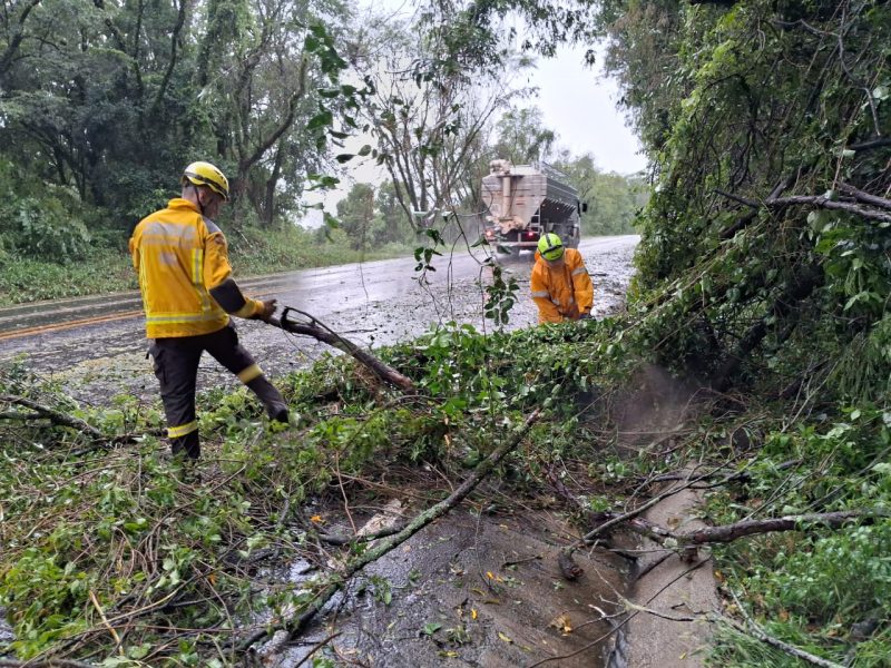 Trecho bloqueado na BR-282 e Nova Itaberaba durante temporal