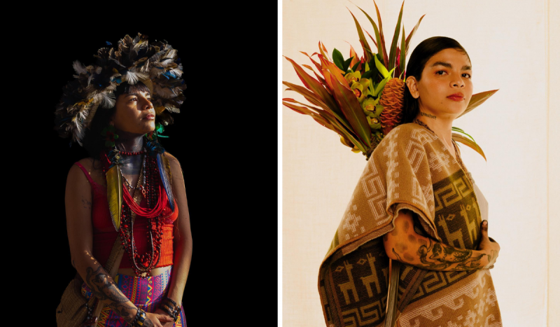 Txai Suruí - Na foto, jovem indígena sentada usando indumentárias típicas do povo dela