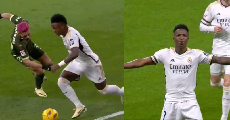 Vini Jr "passou por cima" de Yan Couto no jogo entre Real Madrid e Girona