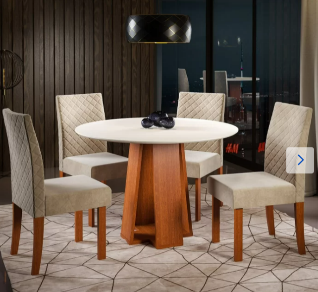 Conjunto Sala de Jantar 1 Mesa Redonda com 4 Cadeiras – Foto: Divulga&ccedil;&atilde;o