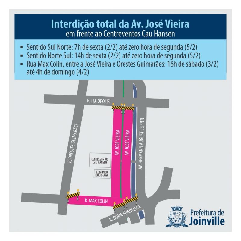 Como fica o tr&acirc;nsito – Foto: Prefeitura de Joinville/Divulga&ccedil;&atilde;o