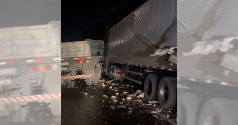 Colis&atilde;o entre caminh&otilde;es resultou em filas de 12 quil&ocirc;metros no Norte catarinense – Foto: Felipe Bambace/NDTV