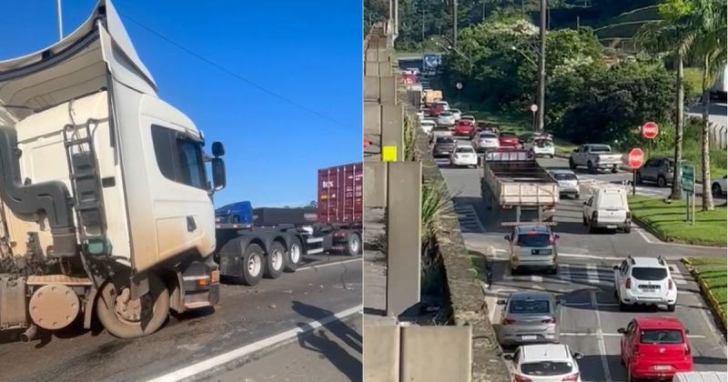 Acidente trava BR-101, em Joinville