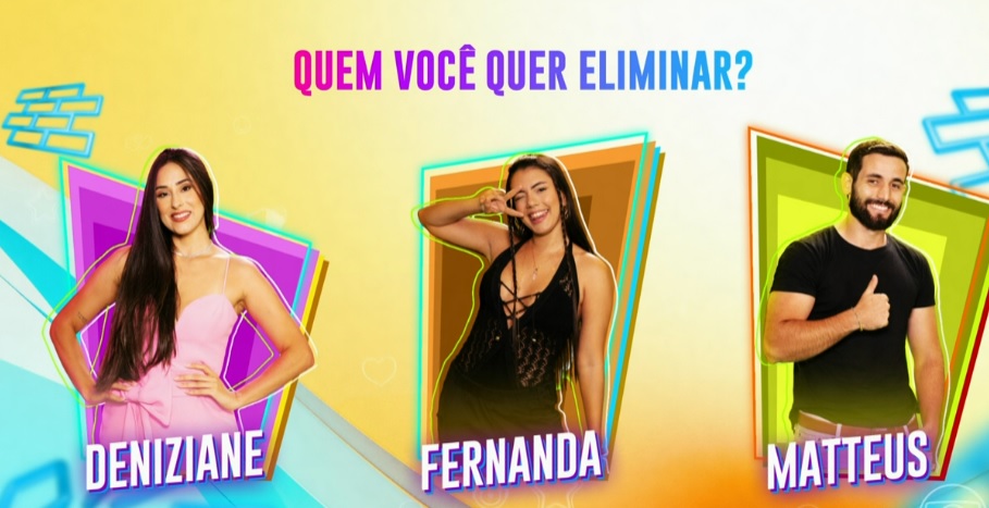 Na imagem aparece os participantes da enquete do paredão BBB 24