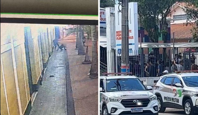 V&iacute;deos flagraram o ataque de faca contra a pessoa em situa&ccedil;&atilde;o de rua e a opera&ccedil;&atilde;o policial – Foto: Reprodu&ccedil;&atilde;o/ND