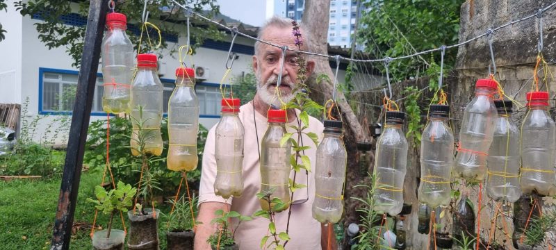 Centro de Saúde Itacorubi promove plantio diferenciado usando reciclagem 