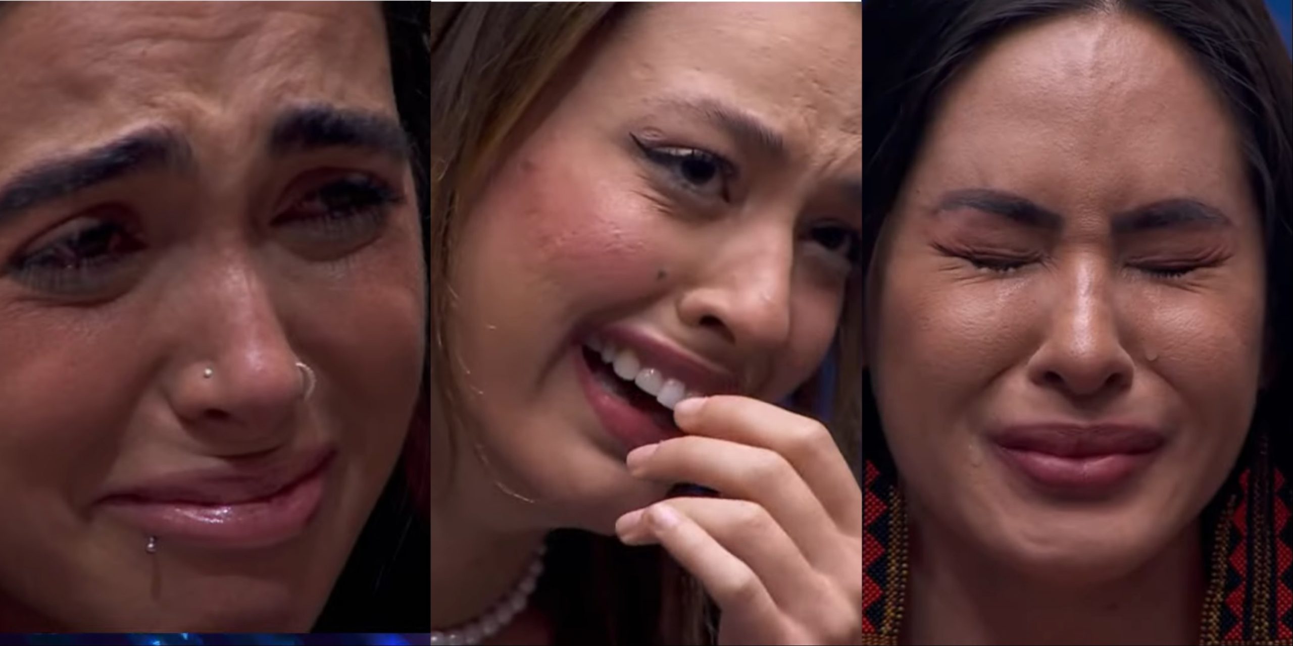 Sincerão pegou pesado com os participantes do BBB 24, na foto aprecem três participantes chorando