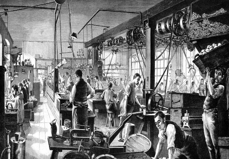 A máquina a vapor foi uma das bases da Revolução Industrial, impulsionando métodos de produção, como a maquinofatura