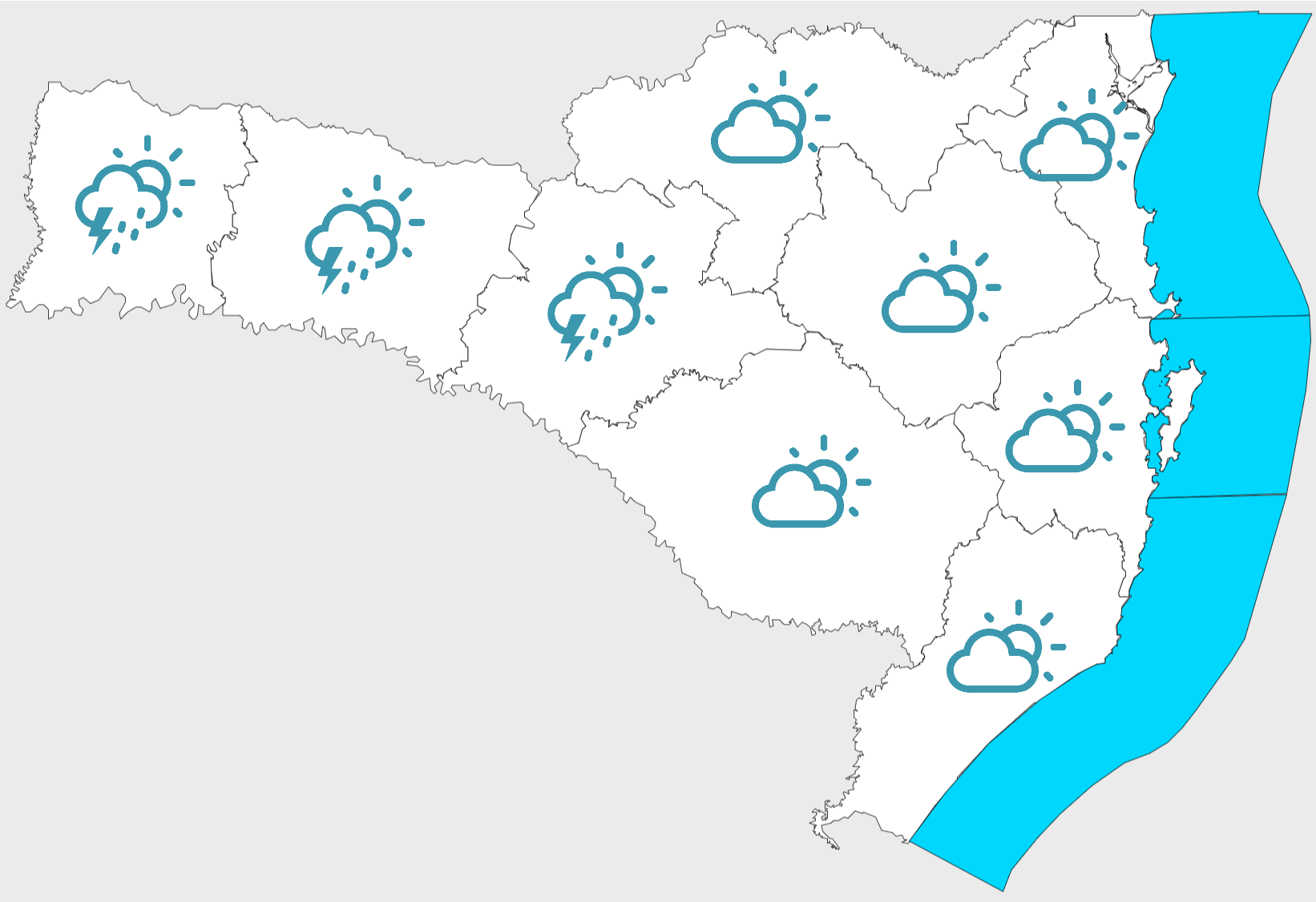 Tempo instável na sexta-feira em todas as regiões de Santa Catarina. &#8211; Foto: Defesa Civil/Divulgação/ND