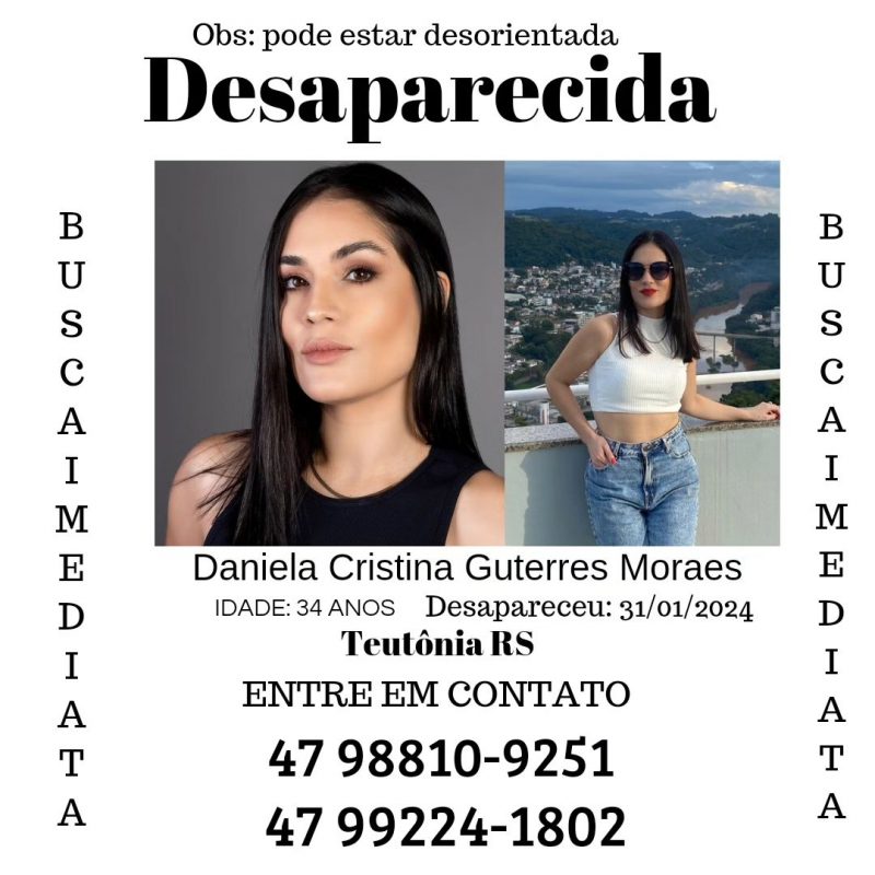 Foi criado um perfil na rede social para ajudar na busca por Daniela – Foto: @desaparecida_daniela/Disclosure/ND
