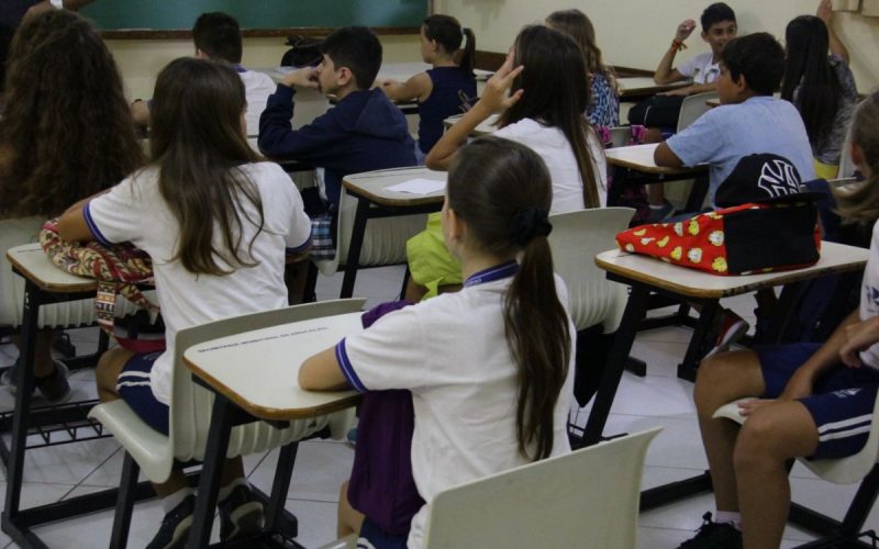 Aula na rede municipal de Balneário Camboriú, onde a vacinação contra a Covid-19 não será mais obrigatória