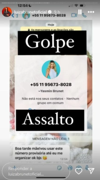 Golpistas se passam por Yasmin e tentar dar golpe em Luiza Brunet 