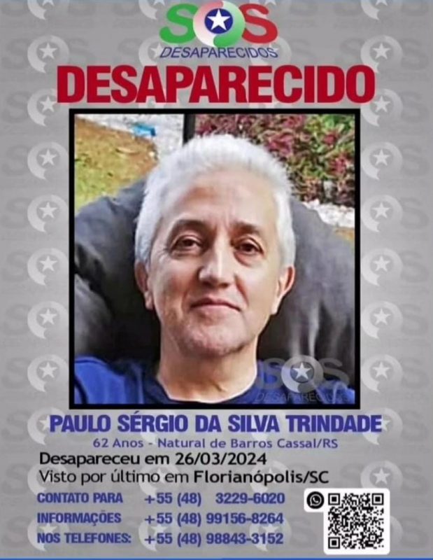 Quem tiver informações do paradeiro de Paulo Sérgio da Silva Trindade pode entrar em contato nos números acima &#8211; Foto: Arquivo pessoal/Divulgação/ND