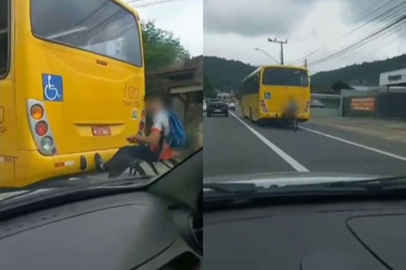 Ciclista foi flagrado em via movimentada 