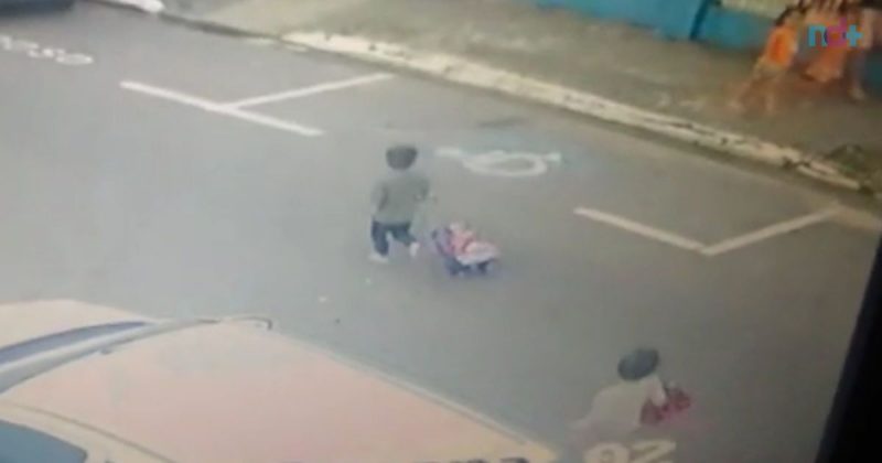 imagem mostram irmãos fugindo de creche em Balneário Camboriú