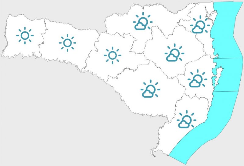 Tempo firme e calor ocorrem nesta segunda em toda Santa Catarina com temperaturas elevadas