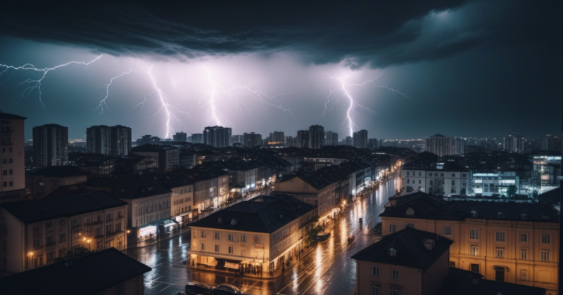 Tempestade forte com trovões