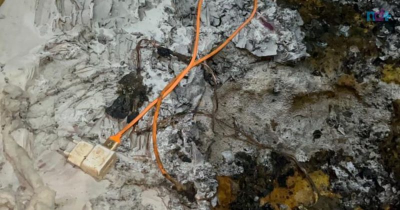 Imagem mostra destruição causada por incêndio após celular explodir