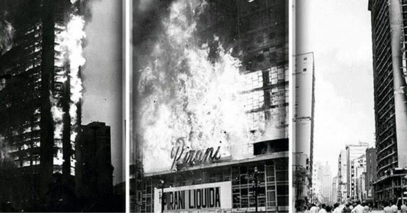 O incêndio começou no 2º andar do Edifício Andraus e foi causado, provavelmente, por um curto-circuito em um luminoso de propaganda das Casas Pirani