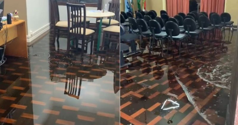 Escola ficou alagada após forte chuva