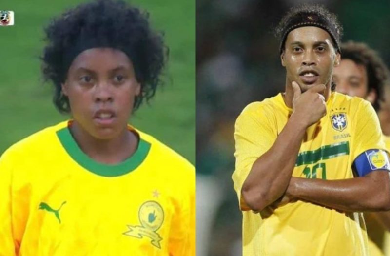 Jogadora de futebol semelhante a Ronaldinho Gaúcho