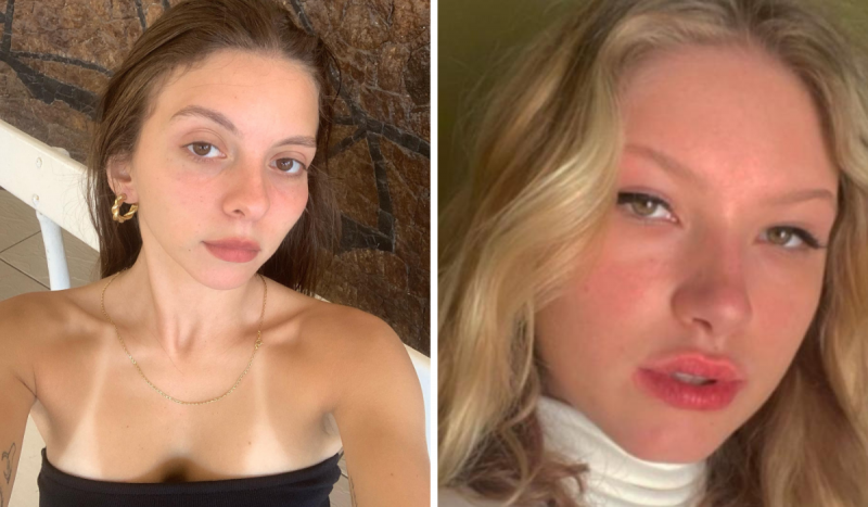 Fotomontagem com duas mulheres brancas posando em selfies para ilustrar matéria sobre a herdeira bilionária de SC