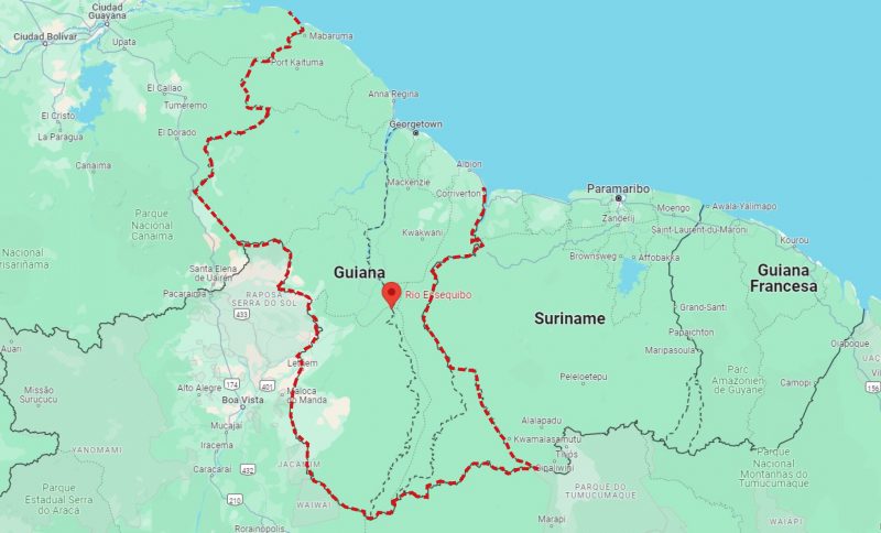 Mapa do território de Essequibo, na Guiana, que Maduro pretende anexar à Venezuela