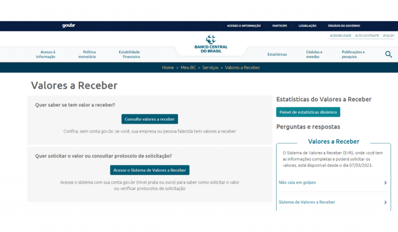 site do Banco Central