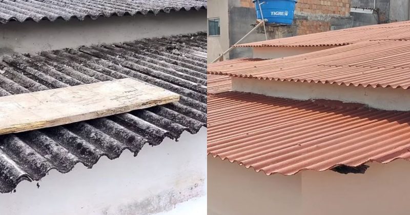 Telhado velho e telhado novo