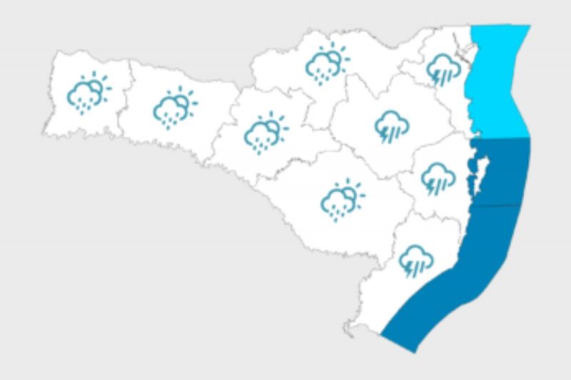 Previsão de chuva para sábado em Santa Catarina