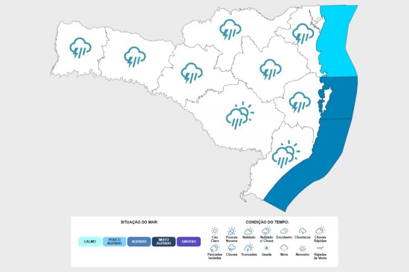 Previsão de chuva em Santa Catarina na terça-feira