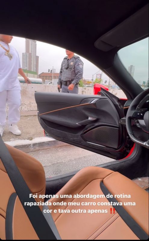 Ferrari apresentava diverg&ecirc;ncia de cor no sistema da PM – Foto: @imcryansp/Reprodu&ccedil;&atilde;o/ND