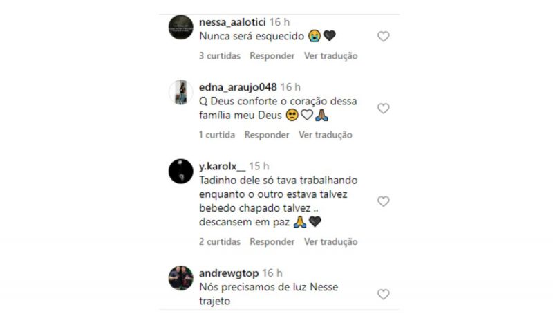 Entre mensagens de lamenta&ccedil;&otilde;es, seguidores denunciam que trecho do acidente carece de ilumina&ccedil;&atilde;o – Foto: Instagram/Reprodu&ccedil;&atilde;o/ND