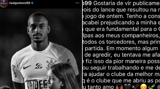 Zagueiros do Corinthians se desculpa após agredir árbitro e ser expulso