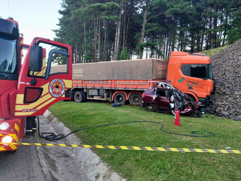 Acidente com morte foi registrado na BR-116, em Lages – Foto: Bombeiros/ND