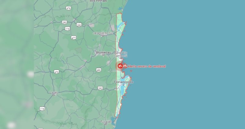 Defesa Civil emitiu alerta para vendavais severos – Foto: Google Street View/Divulga&ccedil;&atilde;o/ND