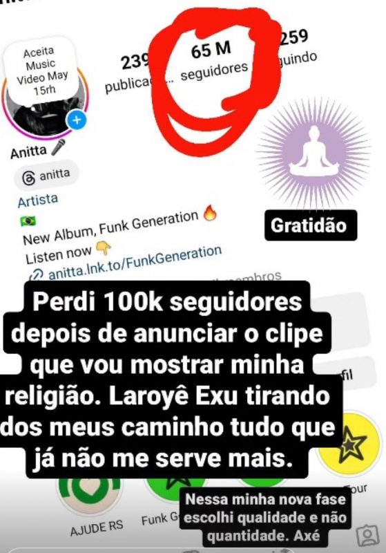 Clipe de Aceita" gerou susto de Anitta com número de seguidores caindo