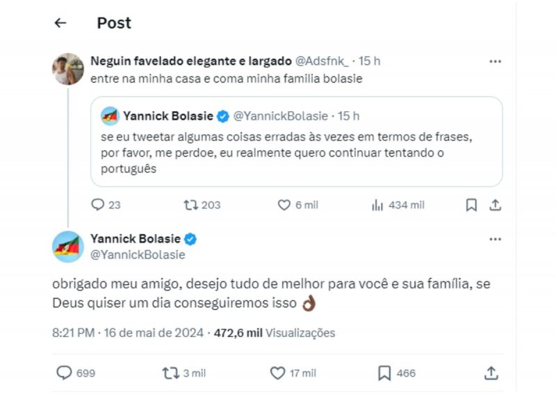 Bolasie comete gafe na internet – Foto: Foto: Reprodu&ccedil;&atilde;o/Internet