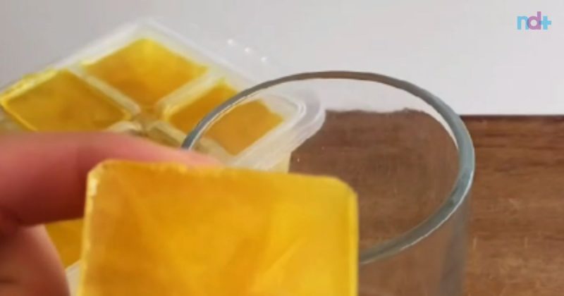 imagem mostra quadrados congelados de chá conhecido por ser uma bomba anti-inflamatória