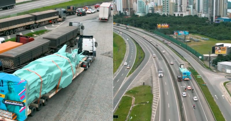 Est&aacute;tua da Havan pega estrada rumo ao Norte do Brasil – Foto: Havan/Divulga&ccedil;&atilde;o/ND