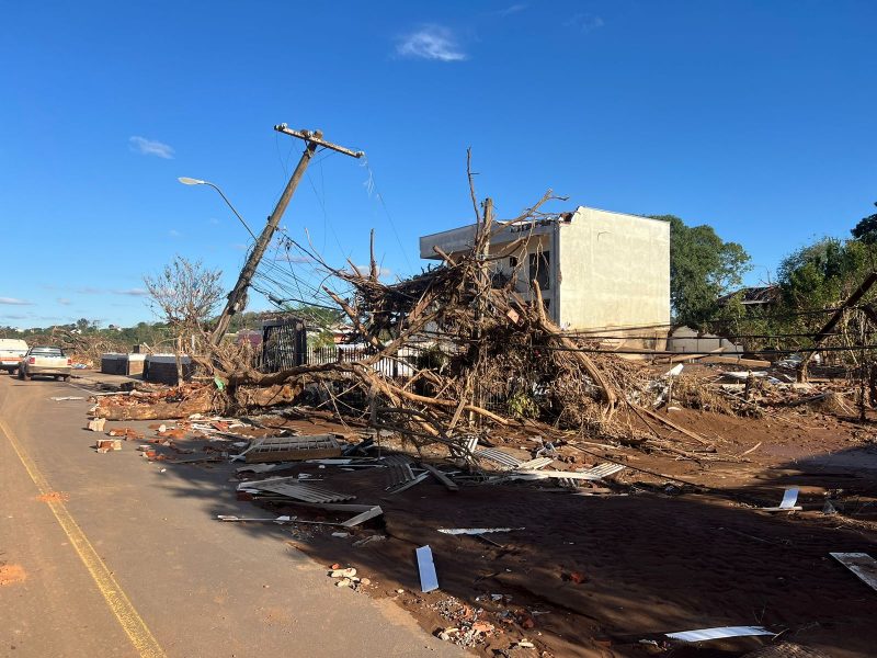 Arroio do Meio tem 22 mil habitantes e 1,4 mil pessoas tiveram que sair de casa ap&oacute;s a cheia do rio Taquari – Foto: Daniel Braga/PMC/Reprodu&ccedil;&atilde;o/ND
