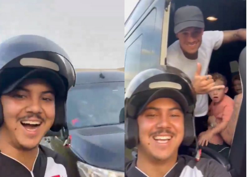 F&atilde; com Coutinho surta ao ver &iacute;dolo pagando promessa – Foto: Foto: Reprodu&ccedil;&atilde;o/Redes sociais