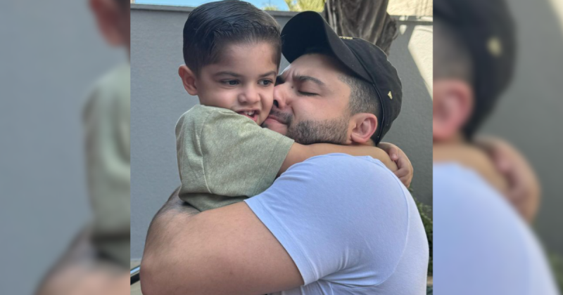 O cantor Murilo Huff impressionou a web após compartilhar a foto do seu filho Léo com o afilhado